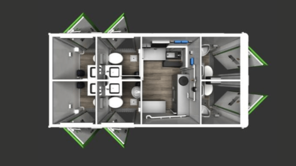 Solar Toilet Block — 6 Cubicles 3+3